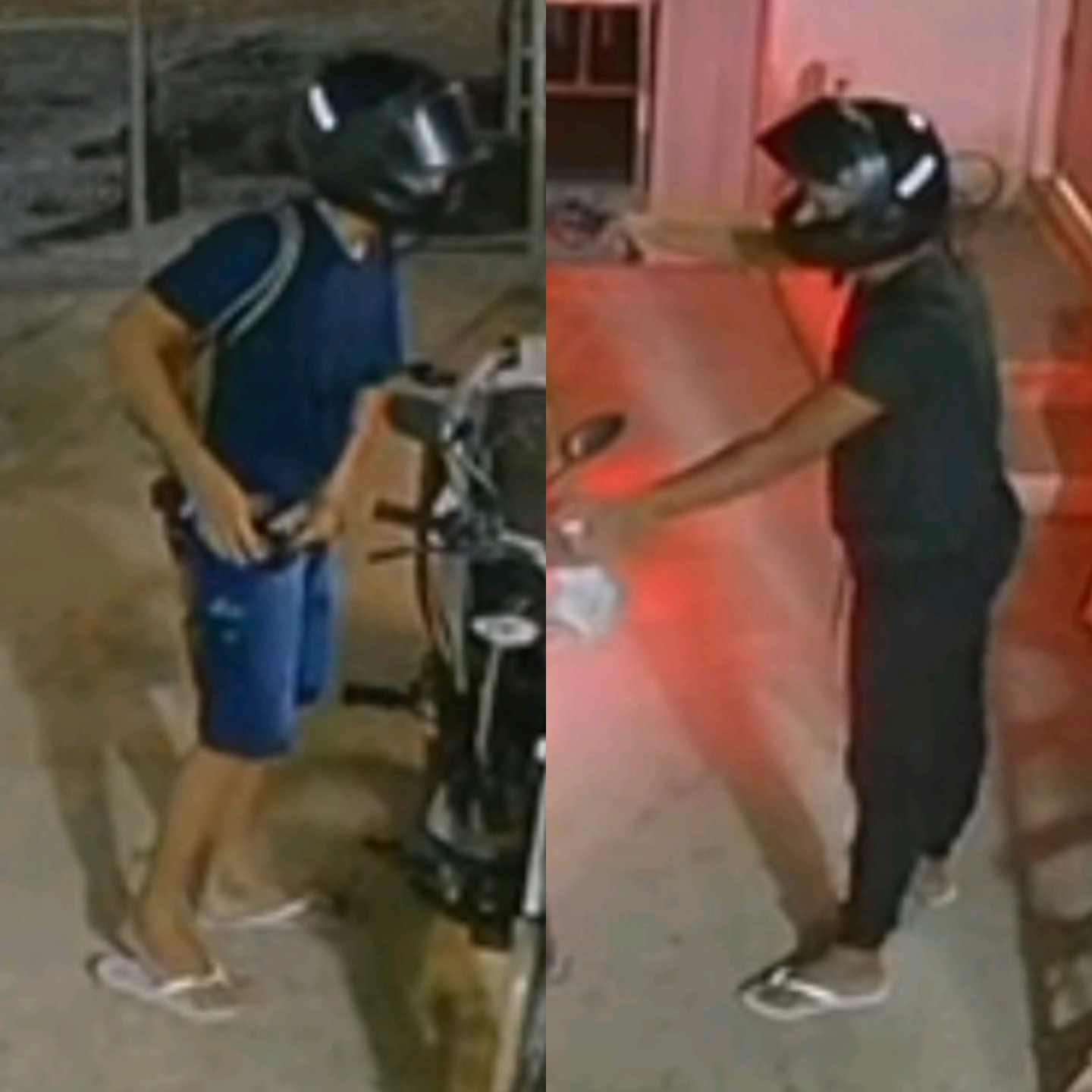 (Imagem: Ladrões durante roubo da moto na Vila Altiva)
